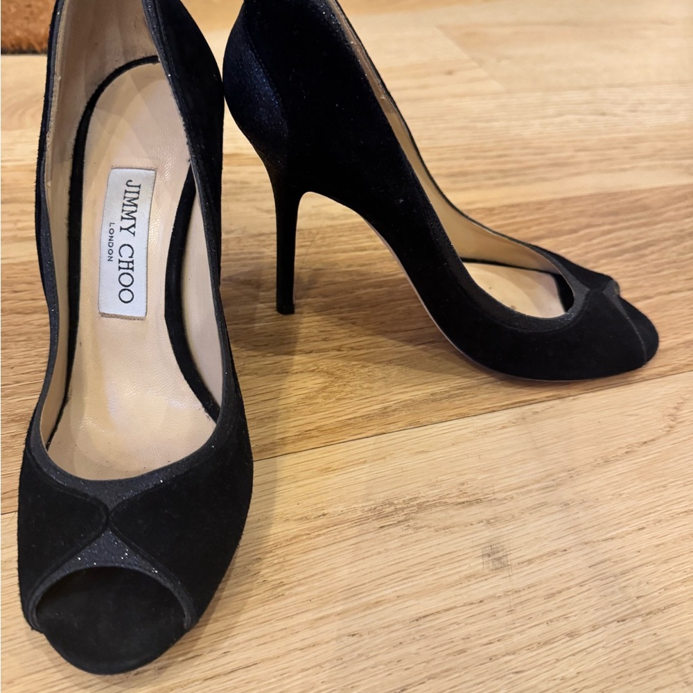 Beautiful Jimmy Choo black suede & sparkle heel